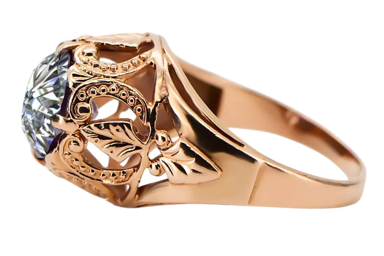 Kubické zirkonie. Originální vinobraní 14K produkt s růžovým zlatým kroužkem vinobraní VRC080R